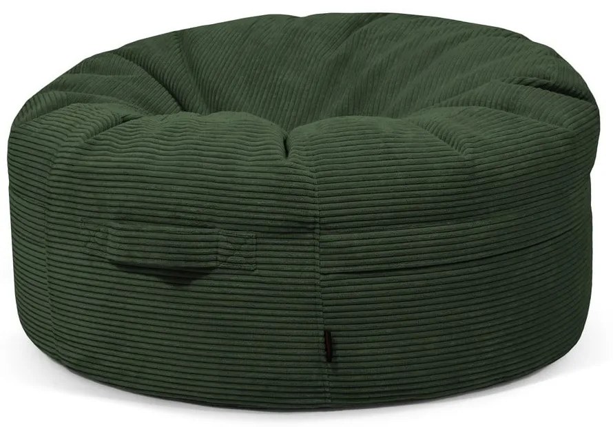 Fotoliu bean bag verde cu tapițerie din catifea reiată Roll 105 – SLOWDOWN