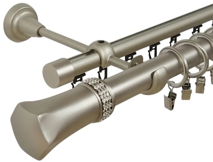 Galerie dubla pluton , teava neteda si profil,grosime 25 si 19mm, crom mat (Alege marime: 160 cm)