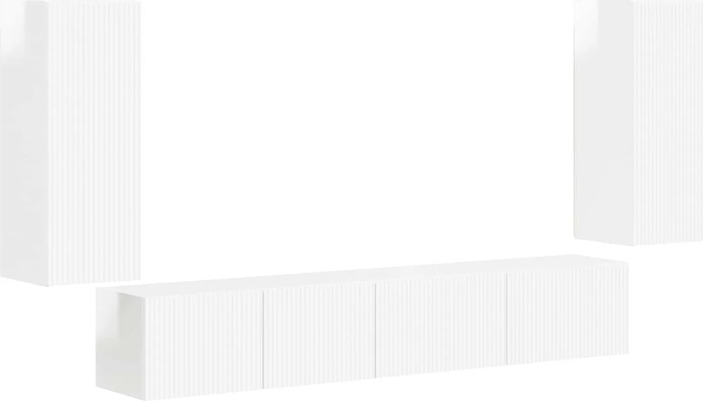 vidaXL Set comodă TV 4 pcs Alb lucios Lemn compozit