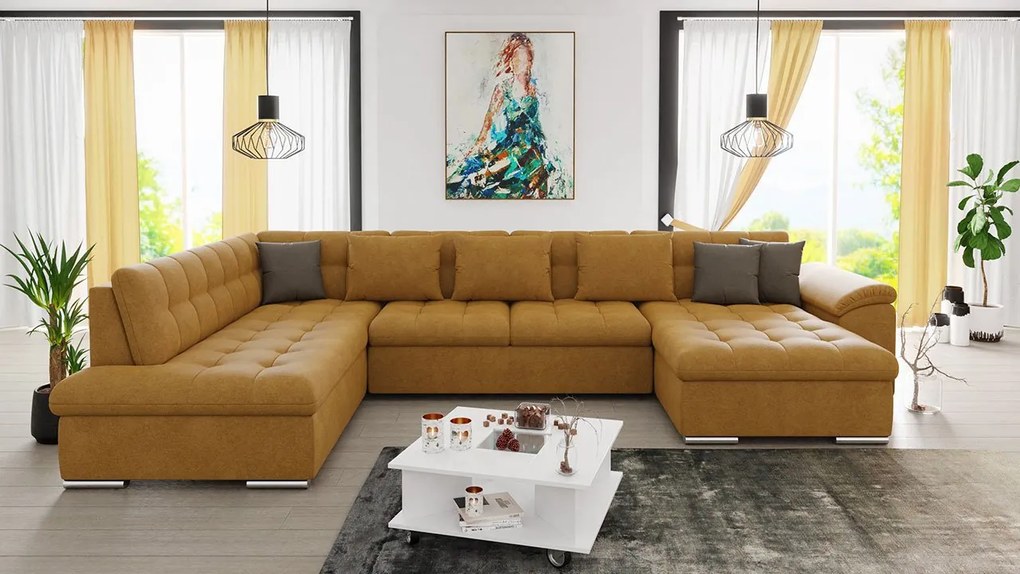 Colțar Talina cu funcție de dormit (Dreapta U) (Zetta 296 + Zetta 296 + Zetta 294). Promo -17%. 1059434