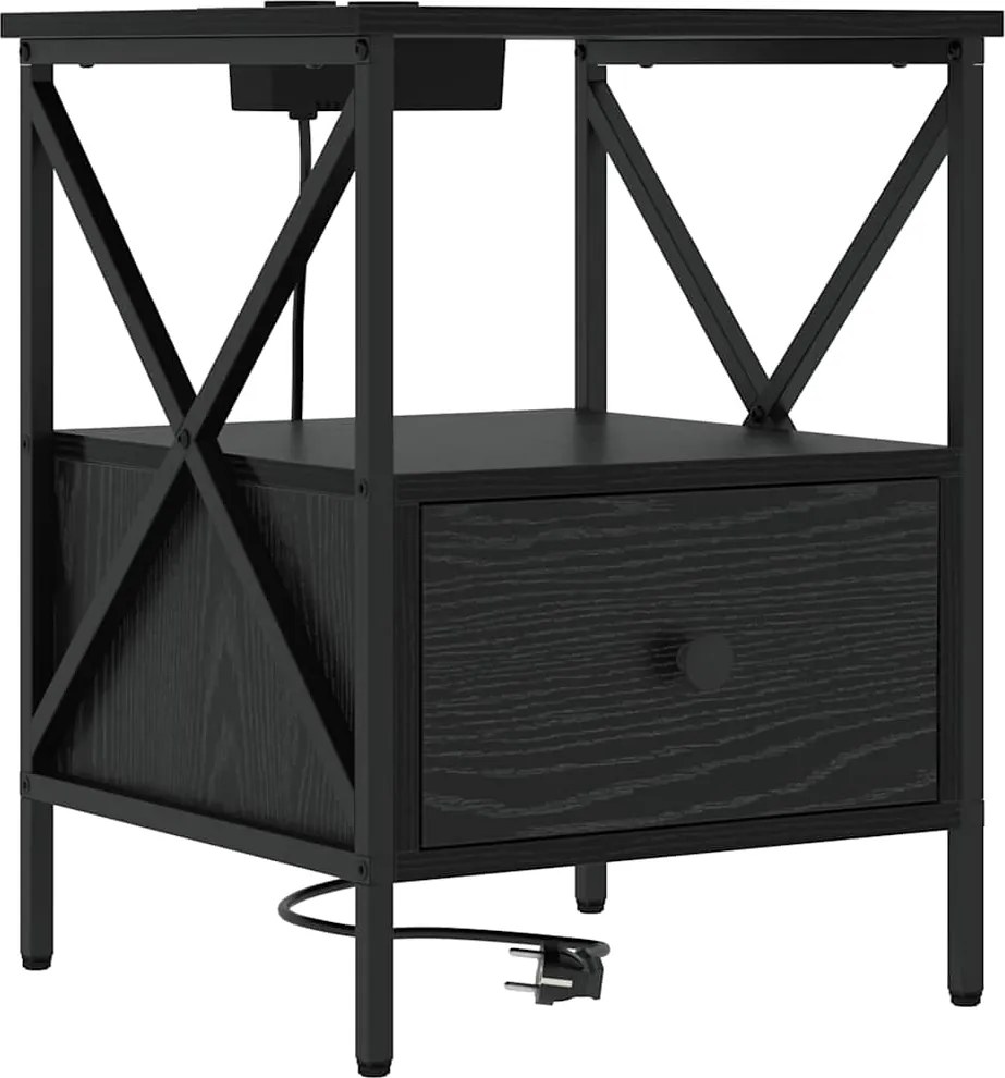 vidaXL Dulap de noapte Stejar Negru 41,5 x 40,5 x 55 cm Lemn compozit