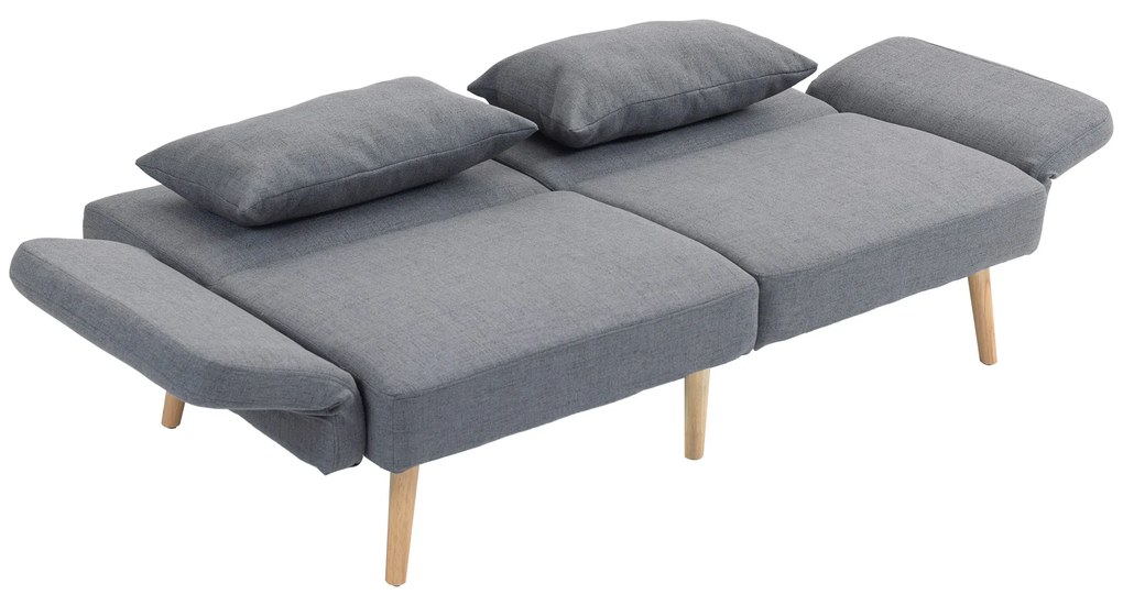 HOMCOM Canapea convertibilă 3 locuri design clic clac spătar reglabil și brațe reglabile material efect de lin gri | Aosom Romania