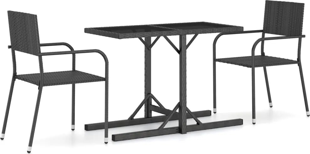 vidaXL Set mobilier de grădină, 3 piese, negru