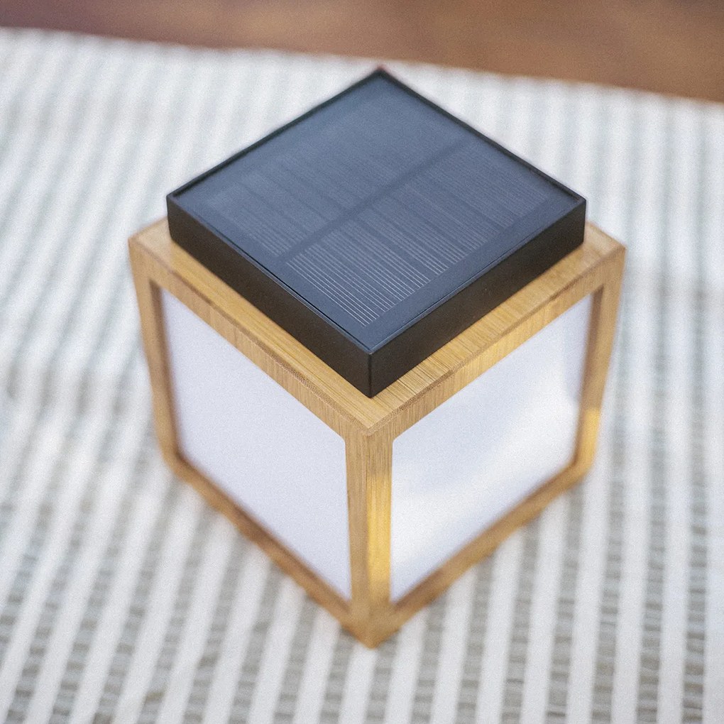 Lampă de masă din bambus cu efect de flacără, inclusiv LED reîncărcabilă cu energie solară IP44 - Vega