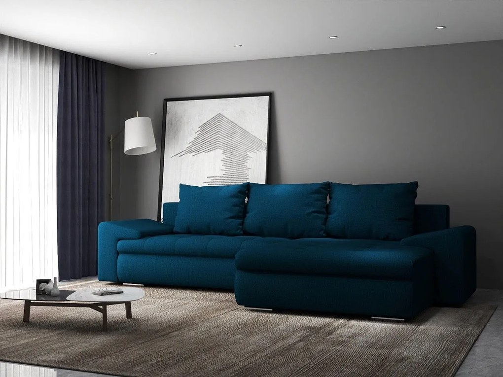 Colțar extensibil dumonde cu ladă de depozitare si sezut confortabil din spuma high-density, Leonardo Enjoy Petrol 260x185 cm II