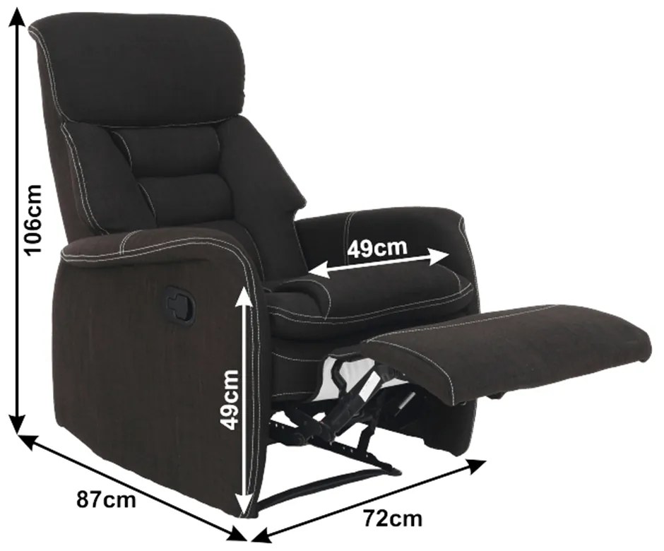 Fotoliu pentru relaxare, material textil ciocolatiu, KOMFY