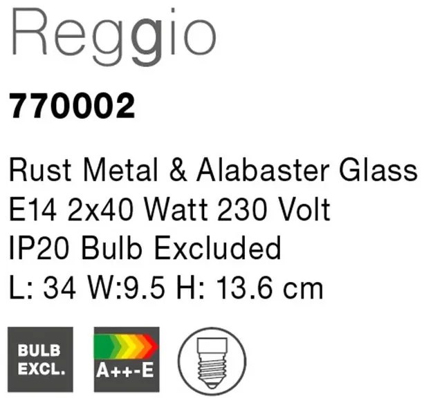 Plafoniera finisaj rustic Reggio 2L NVL-770002