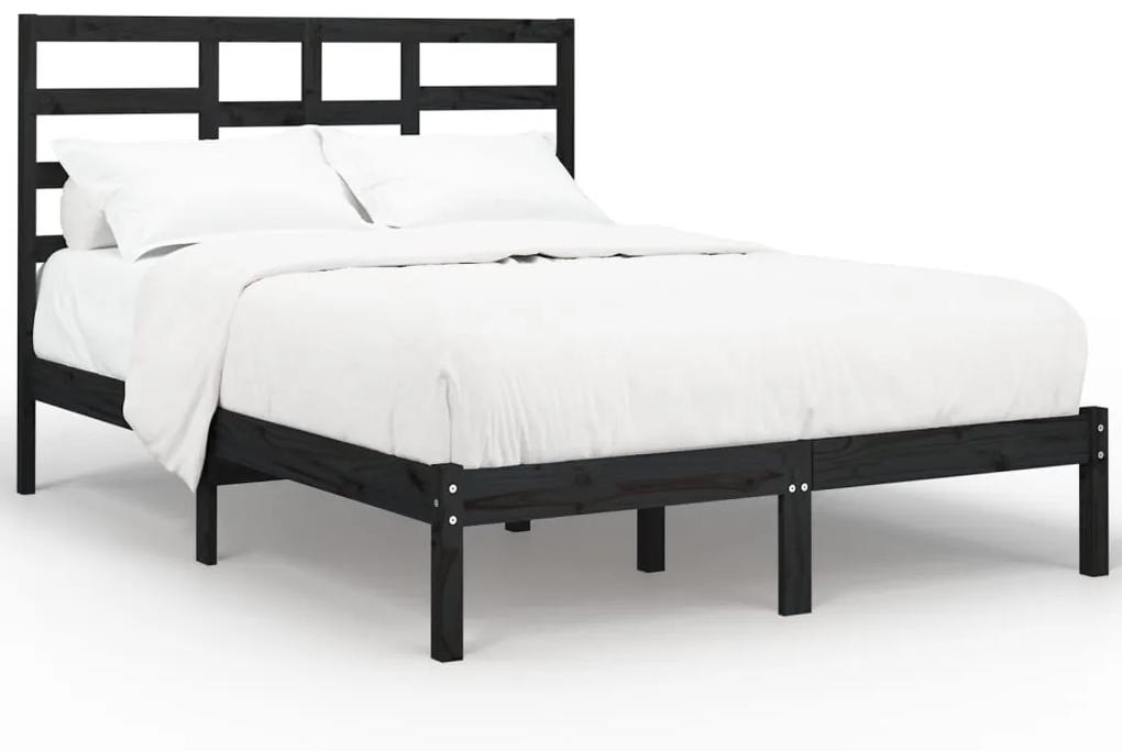 3105809 vidaXL Cadru de pat, negru, 160x200 cm, lemn masiv