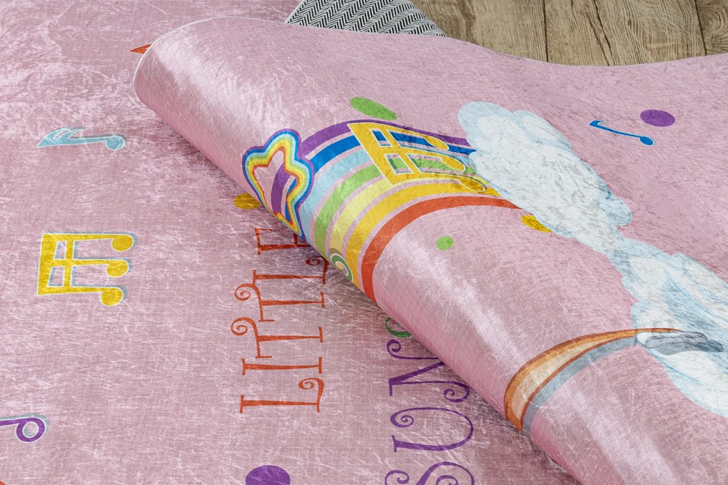 BAMBINO 41870 covor lavabil Balerina, curcubeu pentru copii anti-alunecare - roz