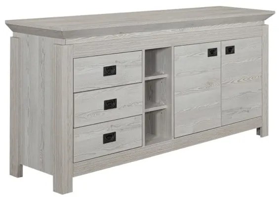 Comoda Casablanca Loft Cu 2 Usi Si 3 Sertare Gri Antic, 177 Cm