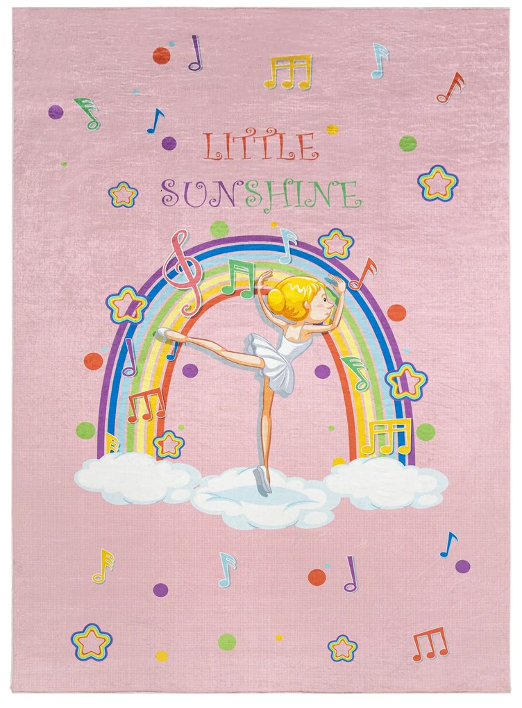 BAMBINO 41870 covor lavabil Balerina, curcubeu pentru copii anti-alunecare - roz