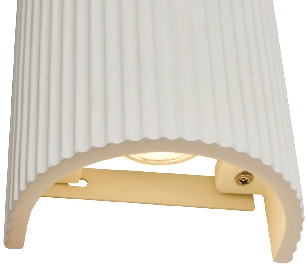 Lampă de perete scandinavă albă semicirculară cu 2 lumini - Plaster