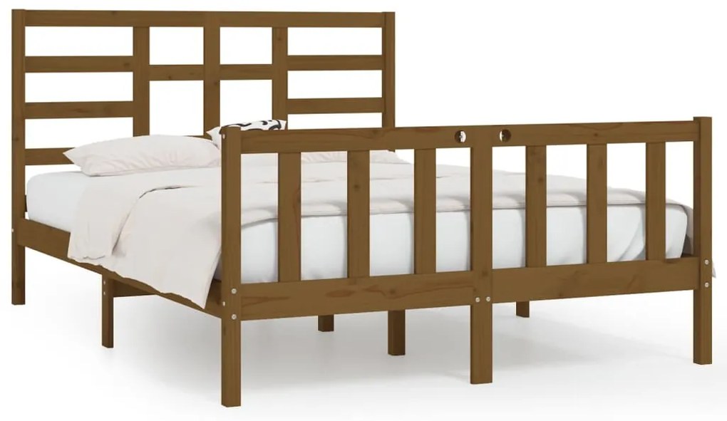3107621 vidaXL Cadru de pat King Size, maro miere, 150x200 cm, lemn masiv