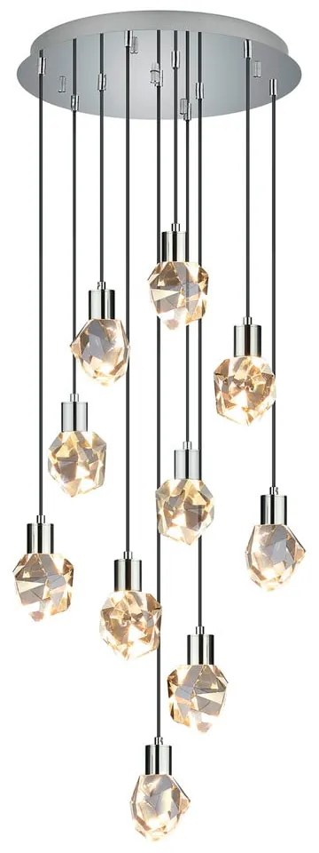 Lustră argintie LED cu abajur din sticlă ø 51,5 cm Verano – Trio Select