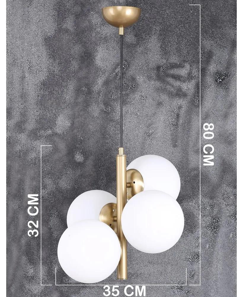 Lustră alb-auriu cu abajur din sticlă ø 15 cm Forte – Squid Lighting