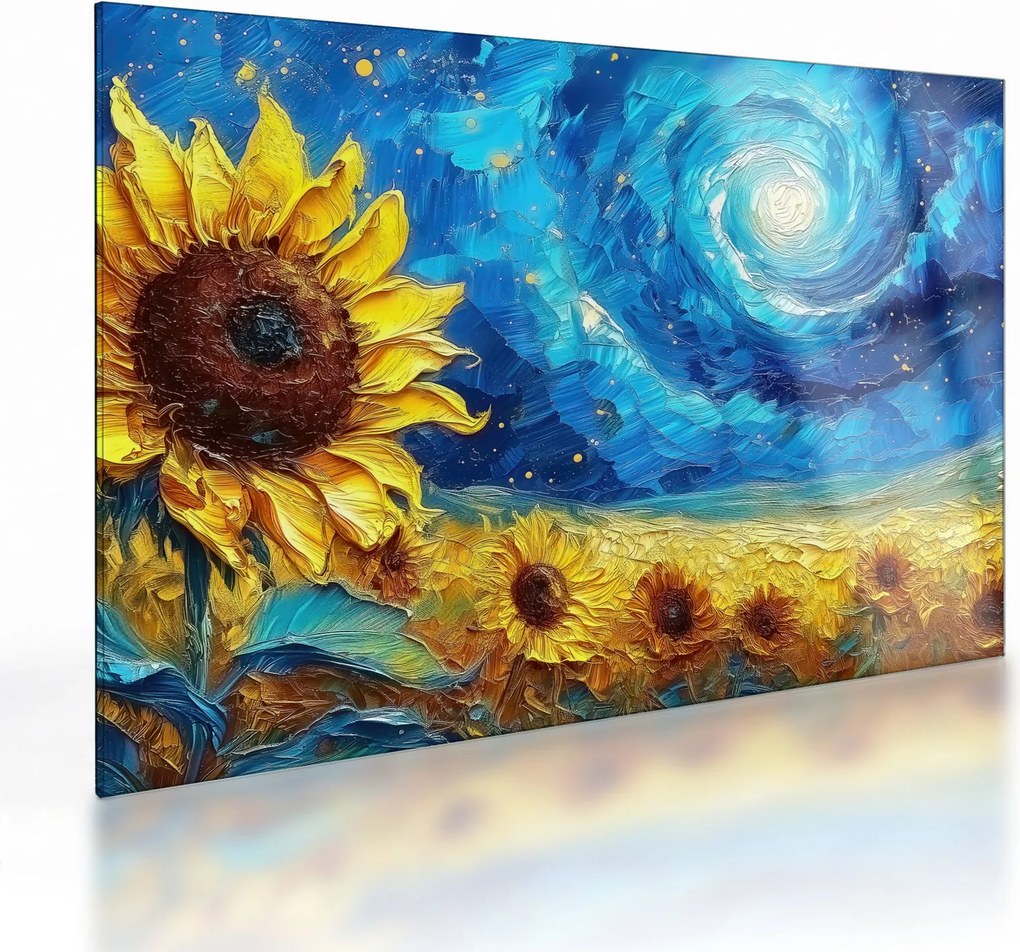 Tablou pe sticlă - Pictura floarea-soarelui (70x50 cm)