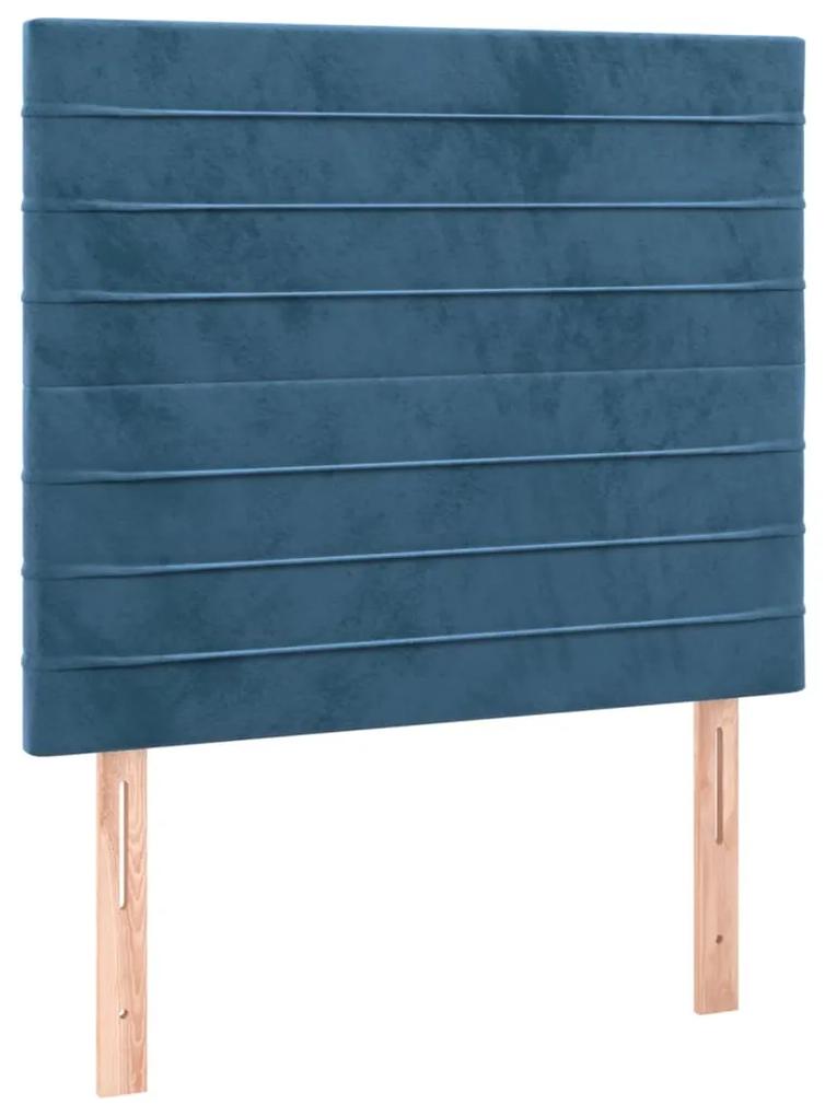 3116512 vidaXL Tăblii de pat, 2 buc, albastru închis, 90x5x78/88 cm, catifea