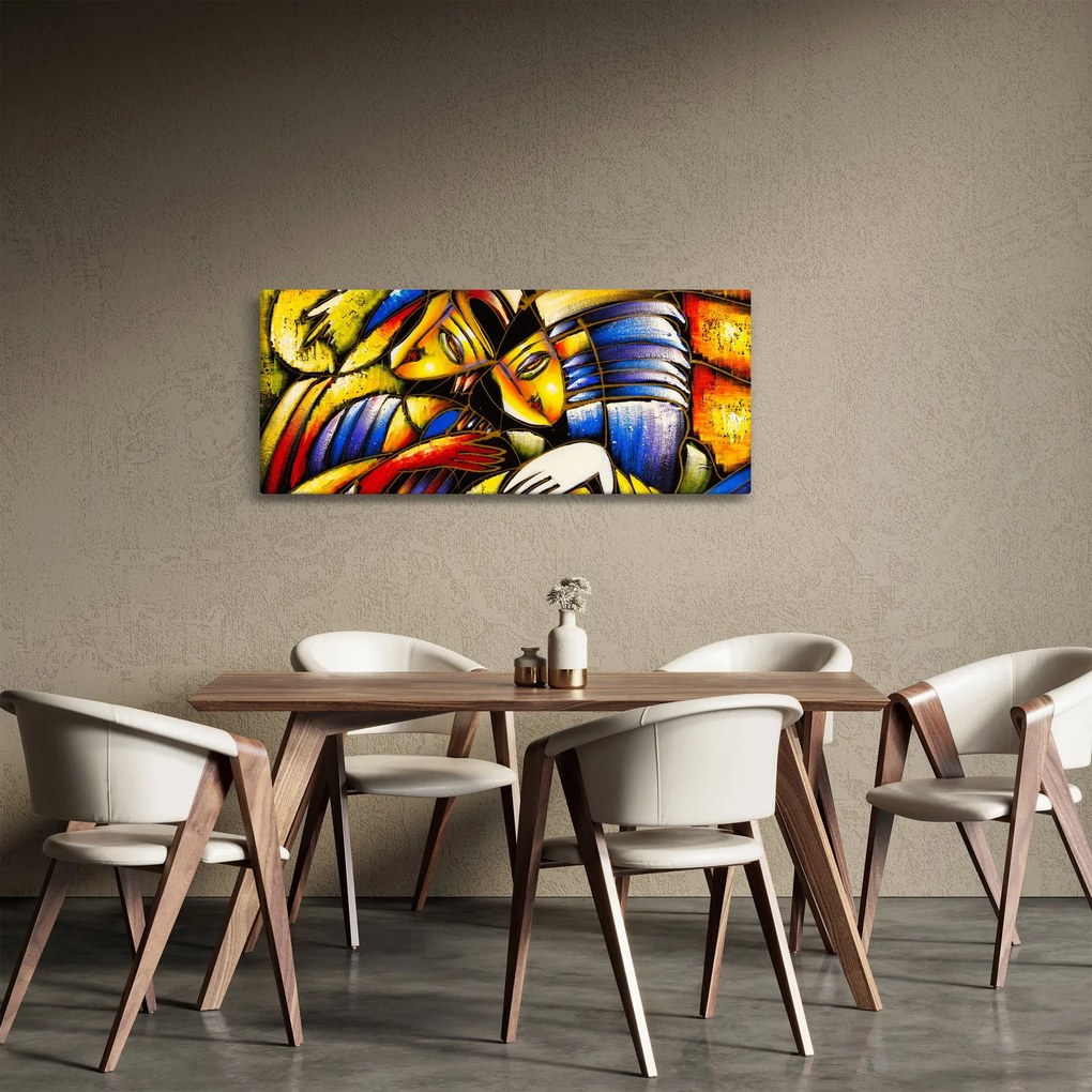 Tablou - Pictură în ulei, îndrăgostiții (120x50 cm)