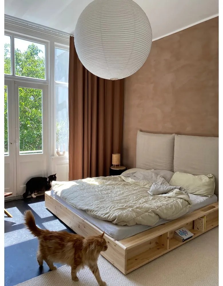 Pat matrimonial din lemn masiv de pin cu somieră 140x200 cm Ziggy – Karup Design