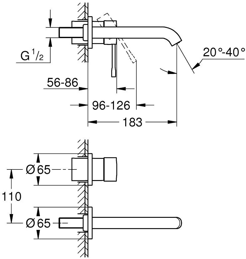 Baterie lavoar incastrata cupru Grohe Essence, M fara ventil