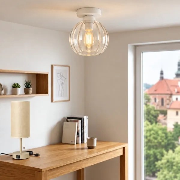 BRILAGI - Plafonieră LED RETRO GLASS 1xE27/60W/230V Ø 18 cm alb/transparent