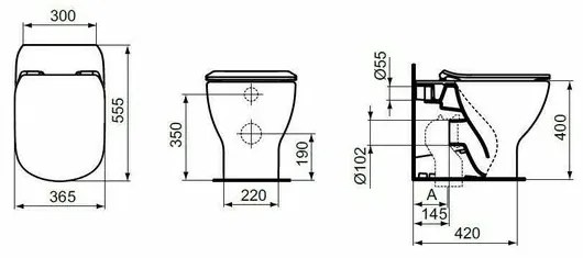 Vas wc pe pardoseala Ideal Standard Tesi AquaBlade BTW pentru rezervor ingropat