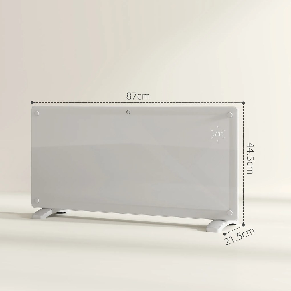 HOMCOM Aerotermă Electrică cu Temperatură Reglabilă, Termostat și Protecție la Supraîncălzire, 87x21,5x44,5 cm, Alb | Aosom Romania