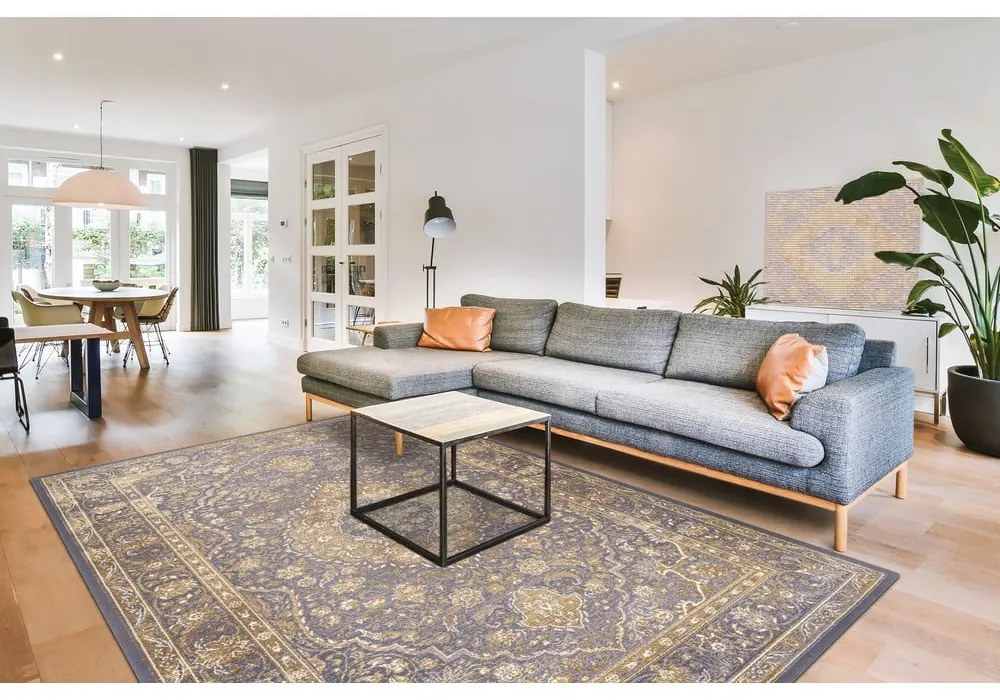 Covor gri-bej din lână 133x180 cm Zana – Agnella