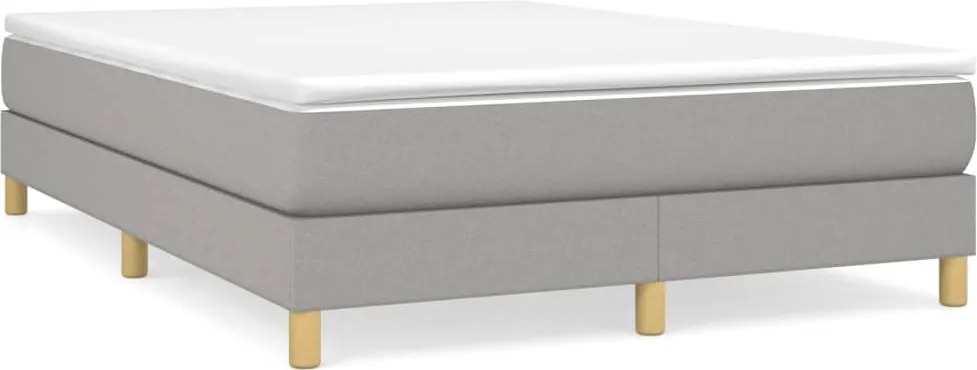 vidaXL Pat box spring cu saltea, gri deschis, 140x190 cm, textil