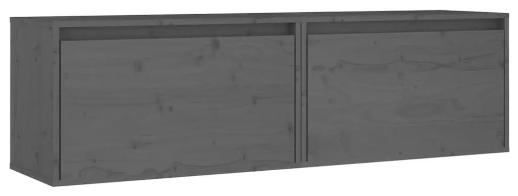 813450 vidaXL Dulapuri de perete, 2 buc., gri, 60x30x35 cm, lemn masiv de pin