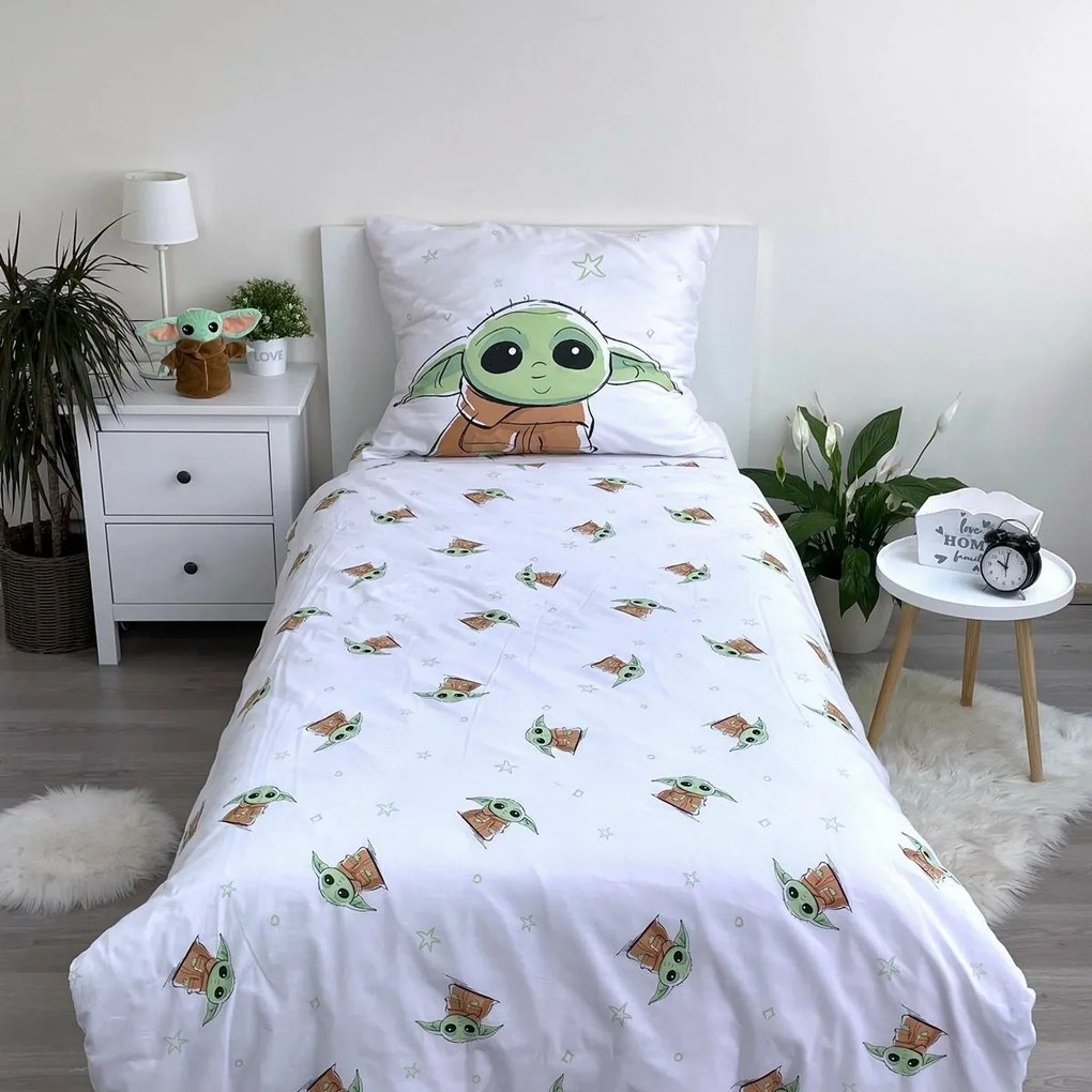 Lenjerie pat din bumbac Jerry Fabrics Star Wars Baby Yoda, 140 x 200 cm, 70 x 90 cm