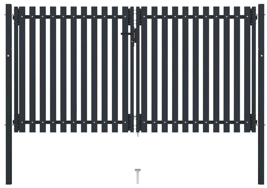 vidaXL Poartă de gard cu ușă dublă, oțel, 300x175 cm, antracit