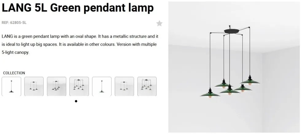 Lustra cu 5 Pendule design industrial LANG verde