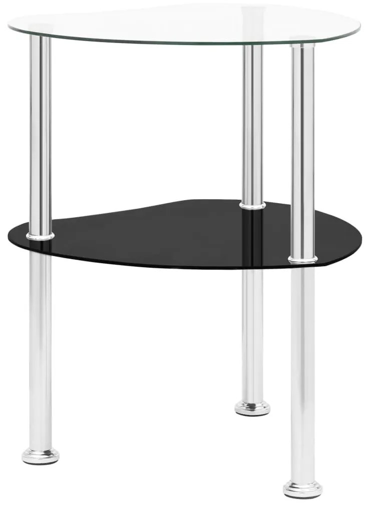 vidaXL Masă laterală 2 niveluri transparent/negru 38x38x50 cm sticlă