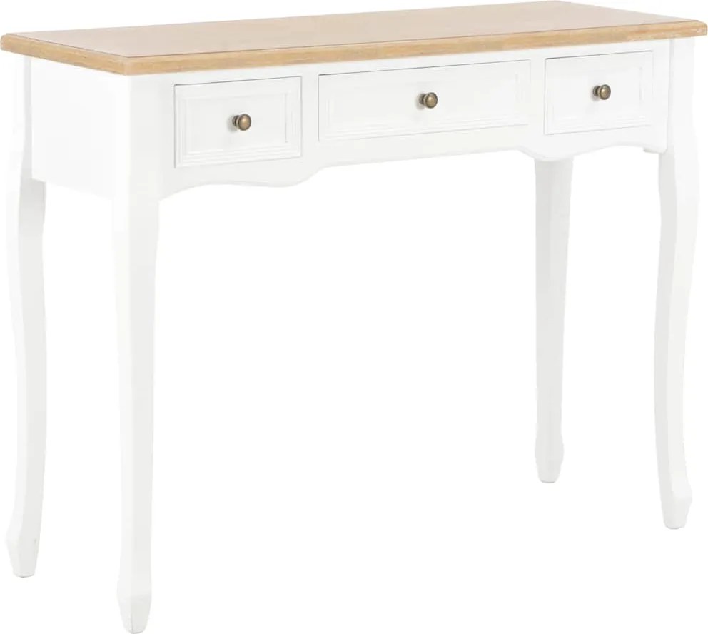 vidaXL Masă de toaletă tip consolă cu 3 sertare, alb