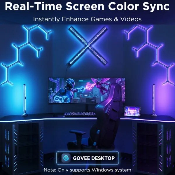 Govee Smart RGBIC Gaming Pro - panouri LED compatibile cu Matter și Wi‑Fi