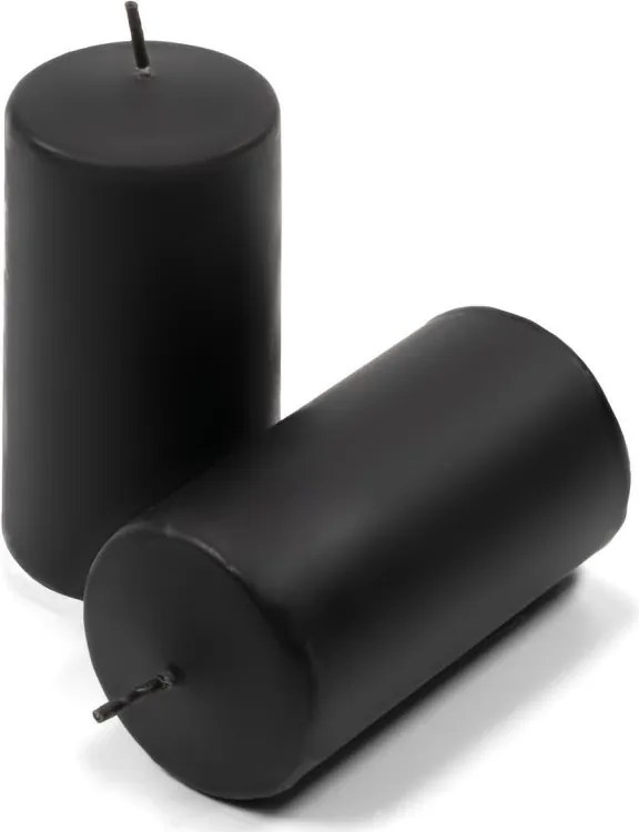 Set de lumânări cilindrice, 10 cm, Ø 5 cm, negru, 16 buc.
