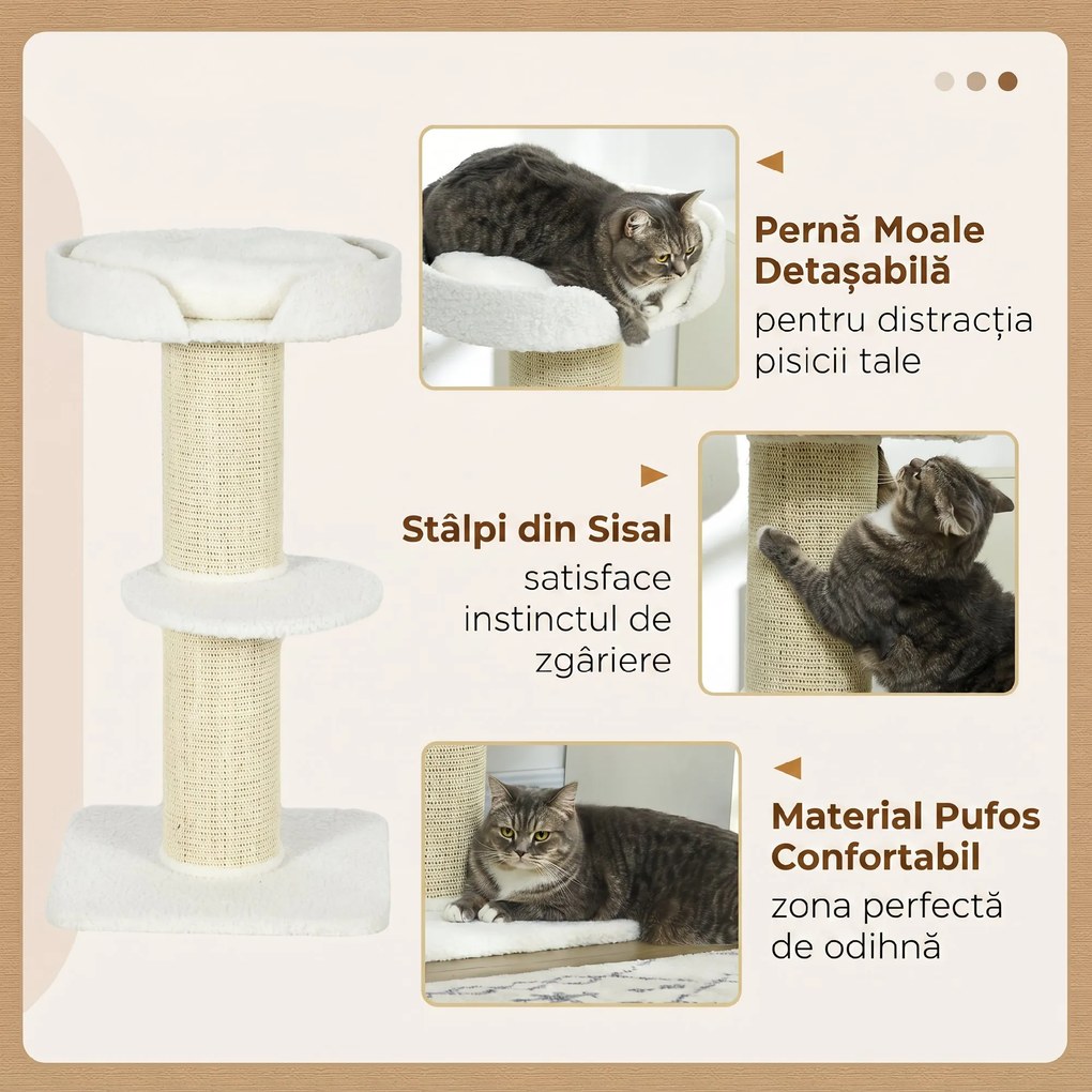 PawHut Stâlp de Zgâriat Per Pisici Con Lettino, Rivestimento Peluche E Palo In Sisal | Aosom Romania