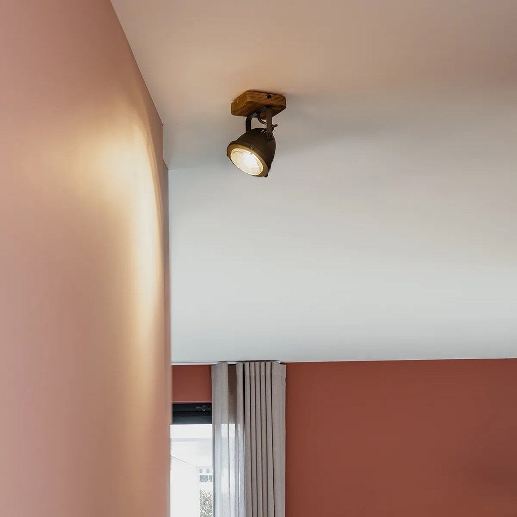 Spotlight industrial din oțel cu lemn inclinabil - Emado