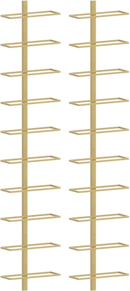 vidaXL Suport sticle de vin, de perete, 10 sticle, 2 buc, auriu, metal
