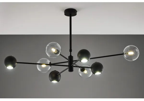 Lustră pe tijă Jupiter 1996 MOKA 4xGU10/10W/230V + 4xG9/10W/230V negru/transparent