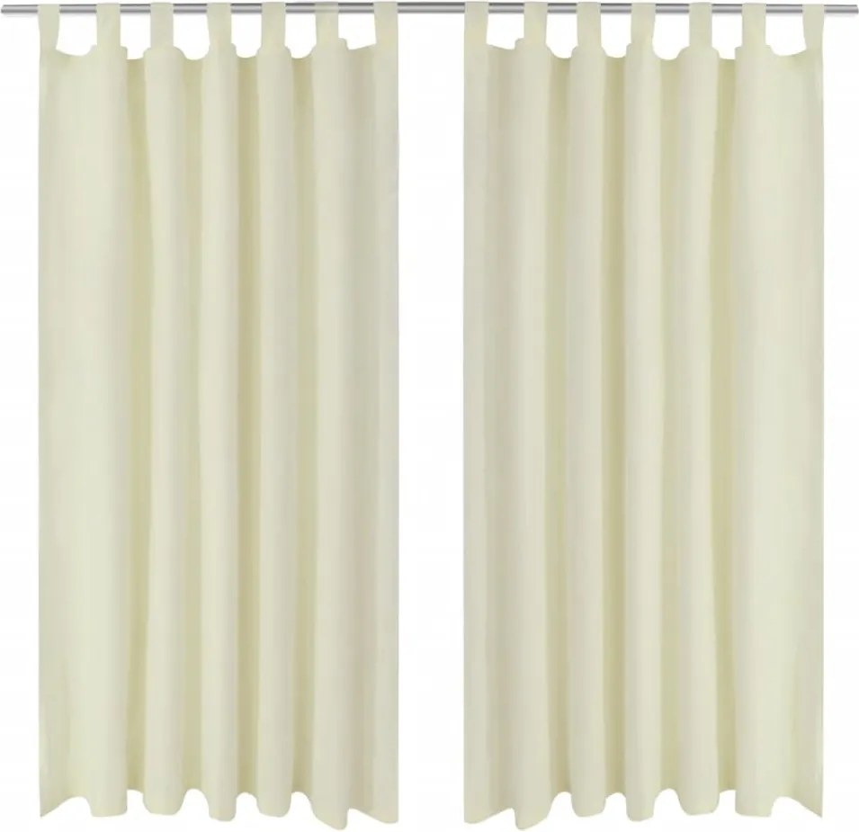 vidaXL Draperii micro-satin cu bride, 140 x 245 cm, crem, 2 buc.