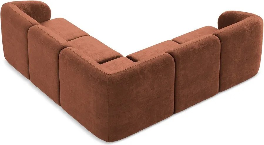 Colțar teracotă cu tapițerie din chenille Lani – Makamii