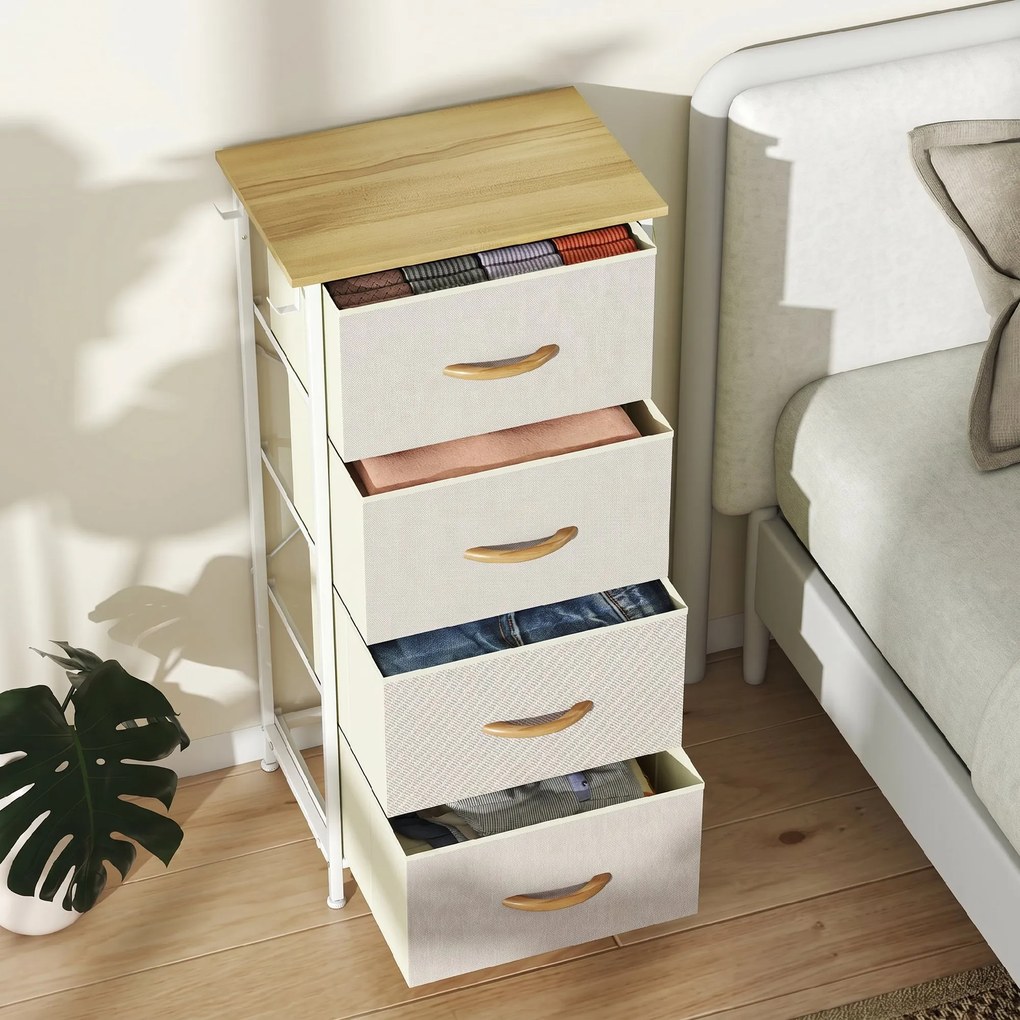 HOMCOM Comodă cu 4 sertare pliabile cu 4 buzunare de depozitare și 2 cârlige | Aosom Romania