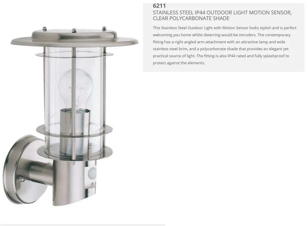 Aplica de perete exterior cu senzor de miscare Outdoor 6211 SRT