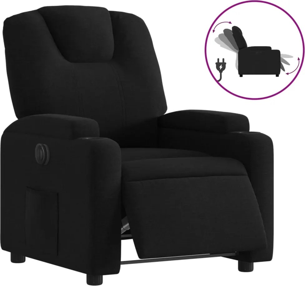 vidaXL Fotoliu rabatabil electric, negru, material textil