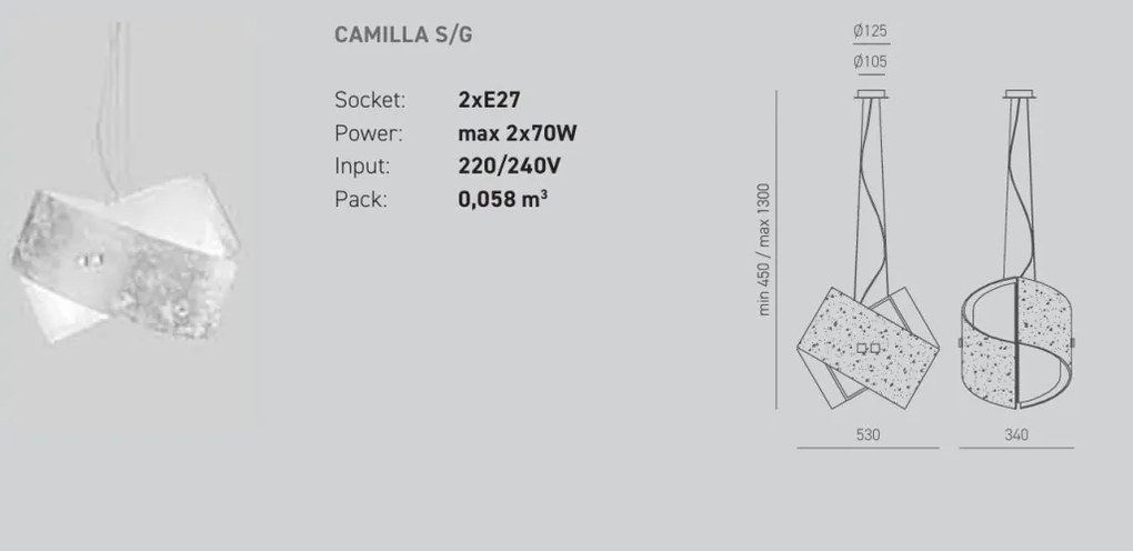 Lustra suspendata CAMILLA cu foita aurie sau argintie