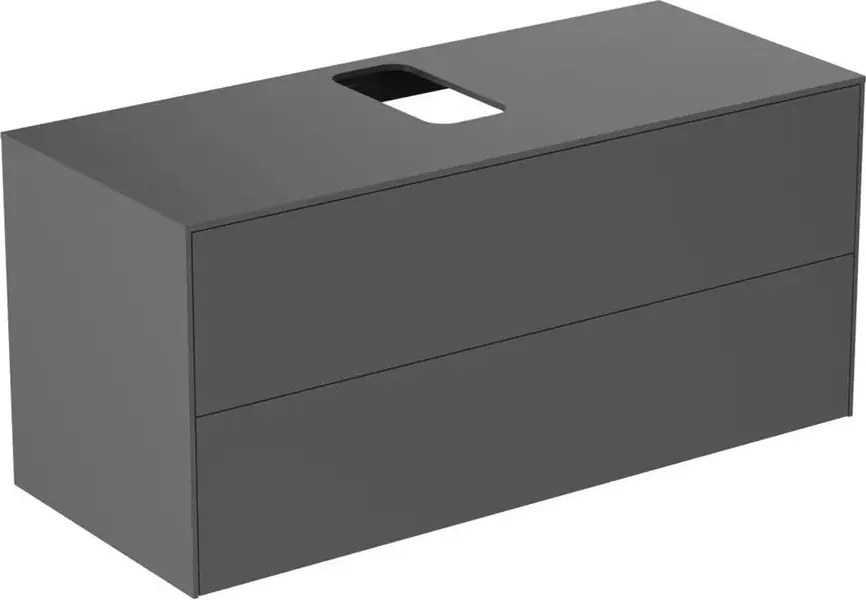 Dulap baza suspendat Ideal Standard Atelier Conca antracit mat 2 sertare si blat cu decupaj central 120 cm