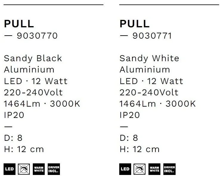 Spot LED aplicat directionabil diametru 8cm PULL negru, NVL-9030770