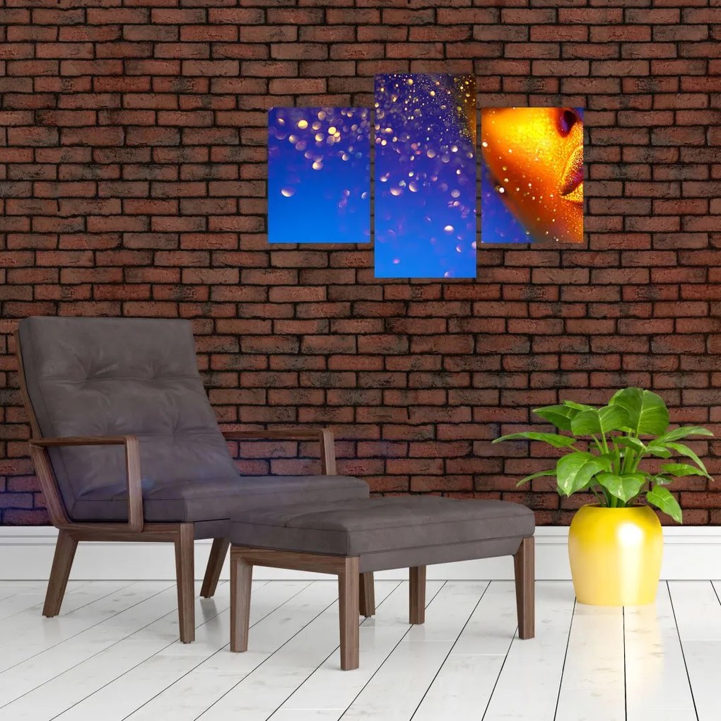 Tablou - Body art, combinație auriu-albastru (90x60 cm)